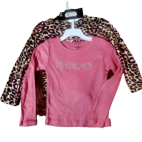 NWT SET OF TWO GIRLS BEBE LONG SLEEVED SHIRTS - Picture 2 of 6